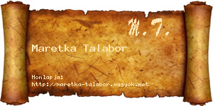 Maretka Talabor névjegykártya